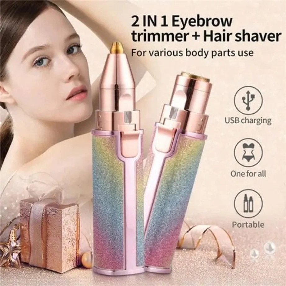 2-in-1 Rainbow Facial Hair Remover & Eyebrow Trimmer - USB Rechargeable