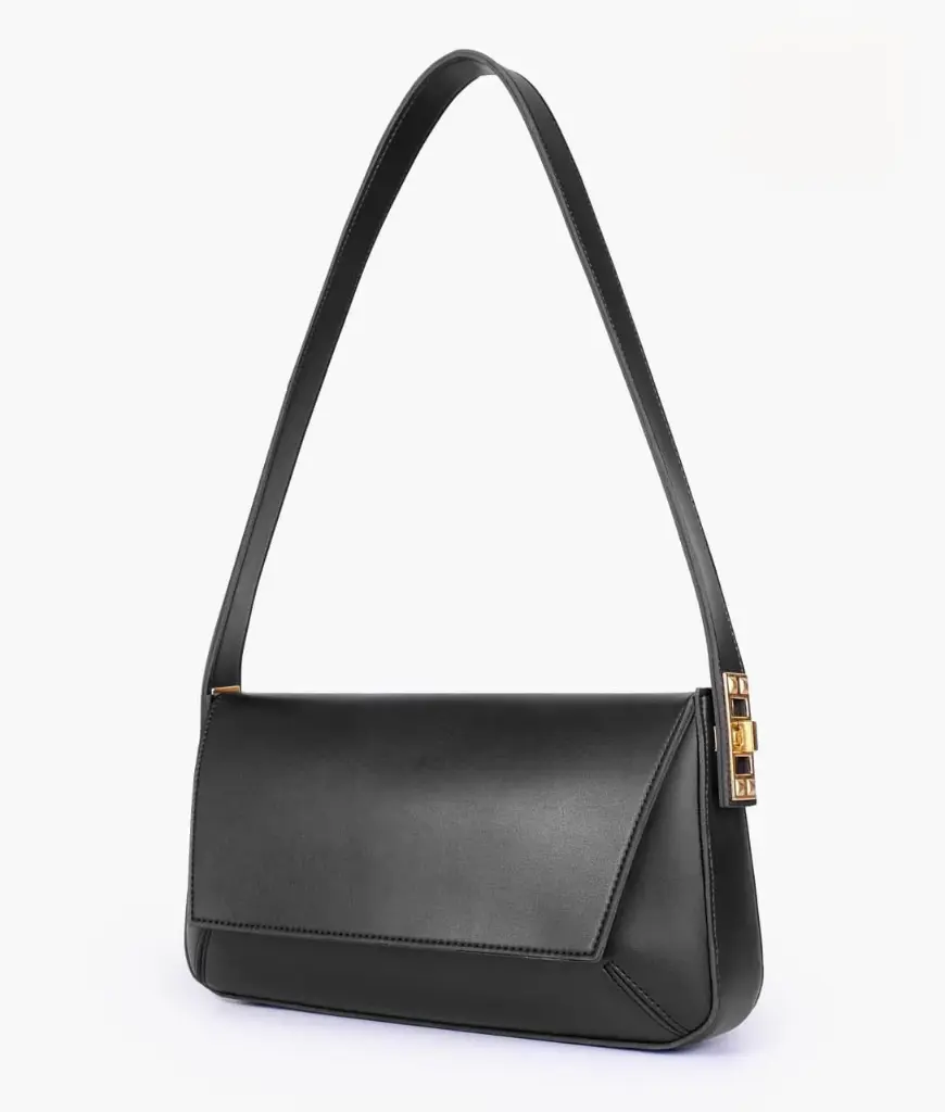 Elegant Flap Shoulder Purse Black