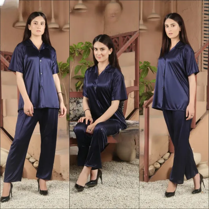 Silk 2-Piece Shirt & Pajama Night Suit for Women (Model R-112)